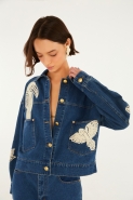 JAQUETA JEANS BORDADO GUIPURE